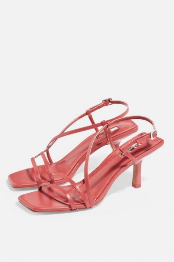 Topshop STRIPPY Heeled Sandals in Coral | vintage look strappy slingbacks