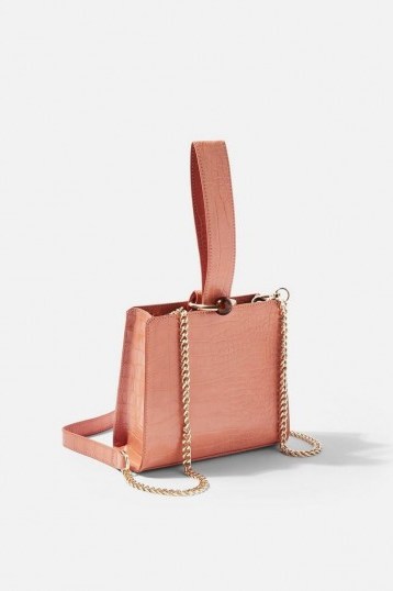 Topshop SWISH Apricot Ball Handle Cross Body Bag in Apricot | wristlet bags - flipped