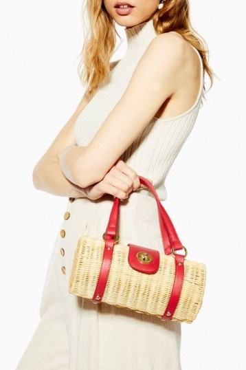 TOPSHOP SYDNEY Straw Bowler Bag in Natural. SMALL BAGS - flipped