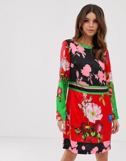 Ted Baker Yanna tunic dress in berry sundae print in red. MULTI FLORALS - flipped