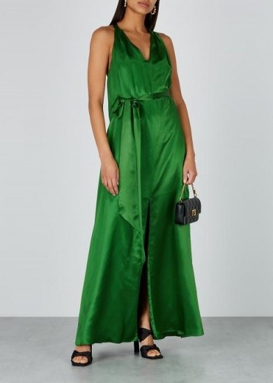 TEMPERLEY Darling emerald green satin maxi dress ~ long luxe dresses - flipped