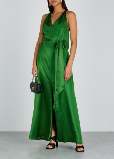 TEMPERLEY Darling emerald green satin maxi dress ~ long luxe dresses