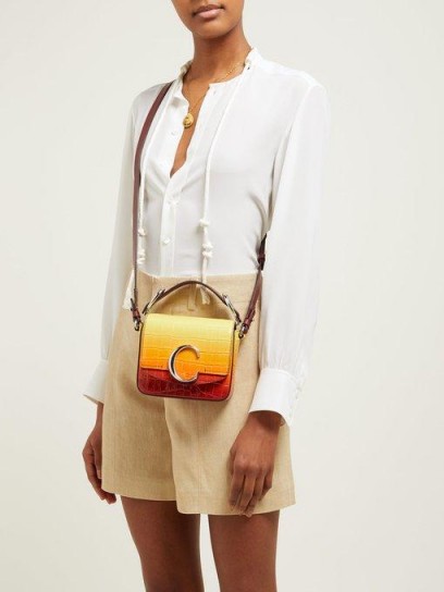 CHLOÉ The C mini crocodile-effect leather cross-body bag in yellow ~ small ombre bags
