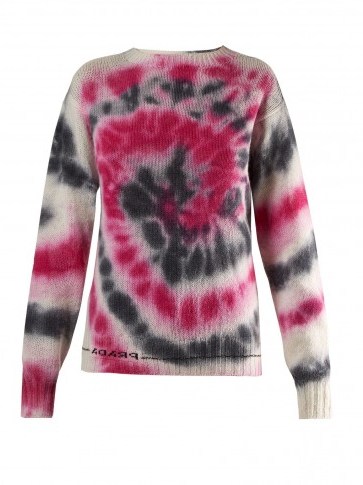 PRADA Tie-dye wool blend sweater / pink and black crew neck jumper - flipped