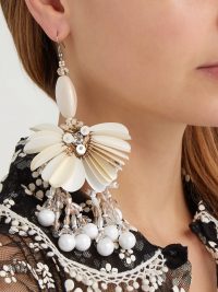 BIYAN Toby beaded-flower drop earrings / big floral jewellery