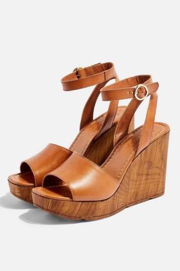 Topshop WANDER Tan Wedges | brown wedged heels