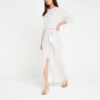 River Island White sequin embellished maxi dress | long luxe dresses