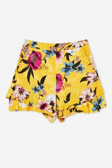 Topshop Yellow Floral Shorts | sunny flounce hem short - flipped
