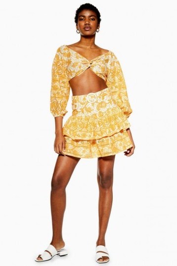Topshop YELLOW PRINTED BRODERIE TOP AND SKIRT SET | summer sets | skirts and tops - flipped
