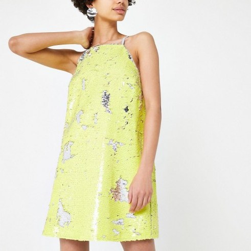 River Island Yellow sequin slip dress | luxe style cami dresses - flipped