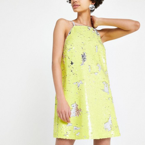 River Island Yellow sequin slip dress | luxe style cami dresses