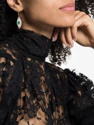 Yvonne Léon 18K Gold Emerald And Diamond Eye Earring / stunning single earrings - flipped