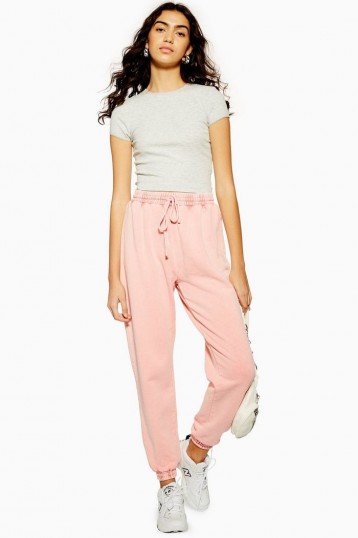 TOPSHOP Acid Wash Joggers in Pink – cuffed sports bottoms