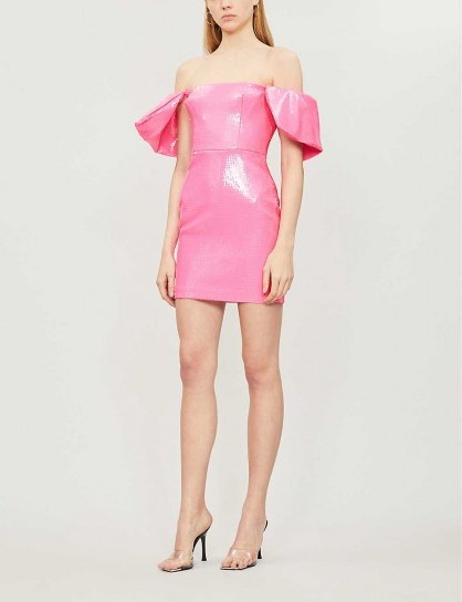 ALEX PERRY Elliot off-the-shoulder sequinned bodycon dress pink - flipped
