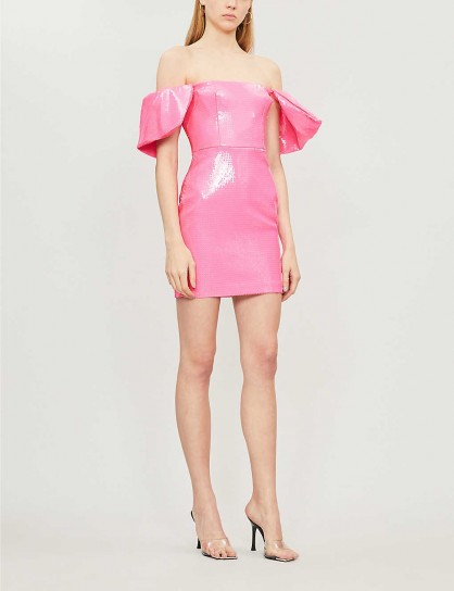 ALEX PERRY Elliot off-the-shoulder sequinned bodycon dress pink