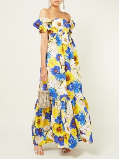 BORGO DE NOR Antigone floral-print cotton-blend dress in yellow ~ feminine summer maxi - flipped