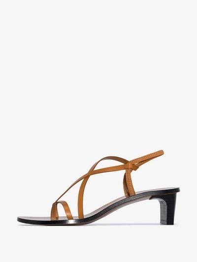 Atp Atelier Brown Nashi Strappy Thong Leather Sandals – strappy mid heels - flipped
