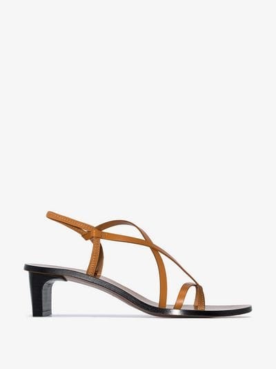 Atp Atelier Brown Nashi Strappy Thong Leather Sandals – strappy mid heels