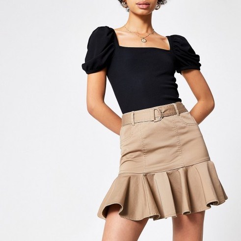 River Island Beige frill mini skirt - flipped