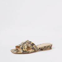 River Island Beige snake print flat mule sandal | glamorous summer flats