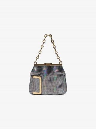Bienen Davis Metallic 5AM Chain Mesh Clutch Bag / luxe iridescent handbag - flipped