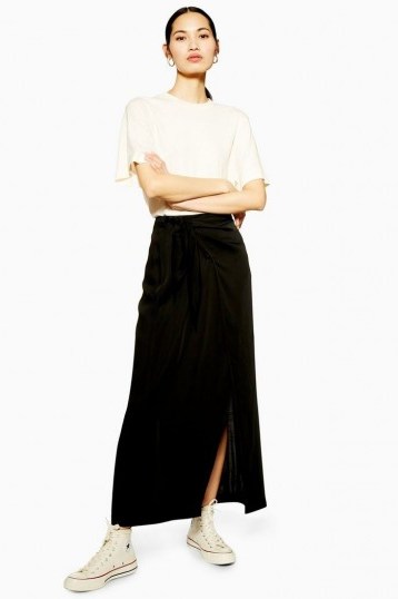 TOPSHOP Black Wrap Skirt By Boutique - flipped