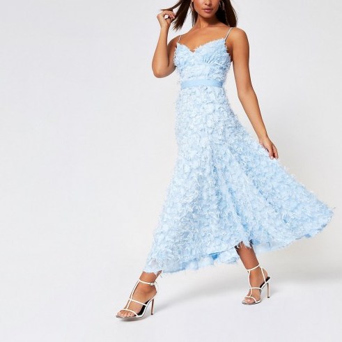 River Island Blue textured maxi dress | summer fit and flare - flipped