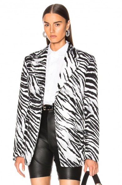 BROGNANO Zebra Blazer Black & White / monochrome animal stripes - flipped