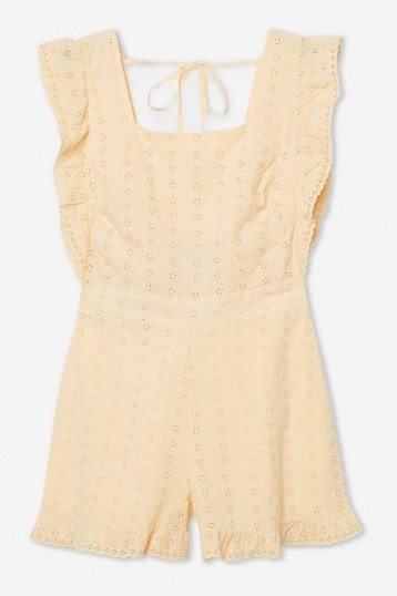 Topshop Buttermilk Broderie Frill Playsuit | ruffled playsuits - flipped