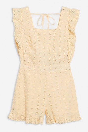 Topshop Buttermilk Broderie Frill Playsuit | ruffled playsuits
