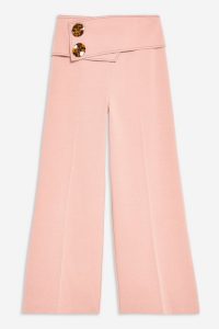 Topshop Button Crop Wide Leg Trousers in Blush | chic cropped summer pants