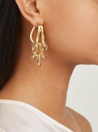 RYAN STORER Chain of Tears 14kt gold-plated three tiered earrings ~ cascading statement drops
