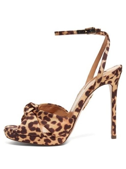 AQUAZZURA Chance 115 leopard-print faille platform sandals beige - flipped