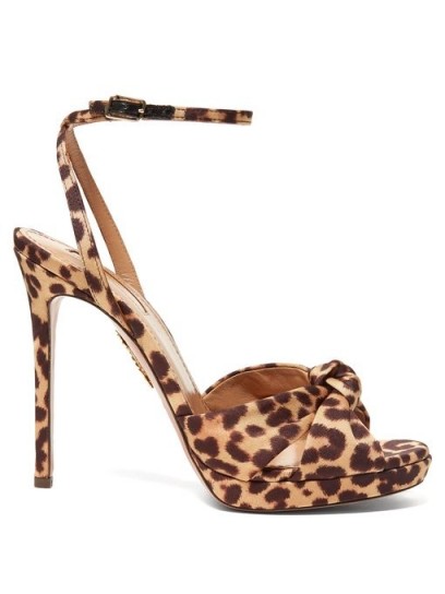 AQUAZZURA Chance 115 leopard-print faille platform sandals beige