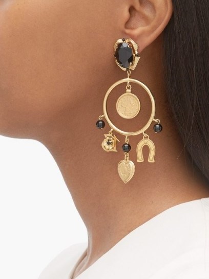 DOLCE & GABBANA Charm-embellished hoop clip earrings - flipped