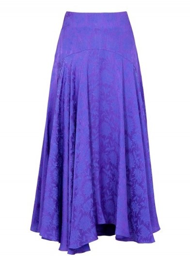 CHLOÉ Floral-jacquard purple satin midi skirt - flipped
