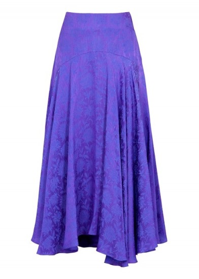 CHLOÉ Floral-jacquard purple satin midi skirt