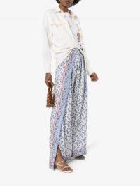 Chloé Blue Fold-Over Front Silk Bandana Trousers | pretty floral pants