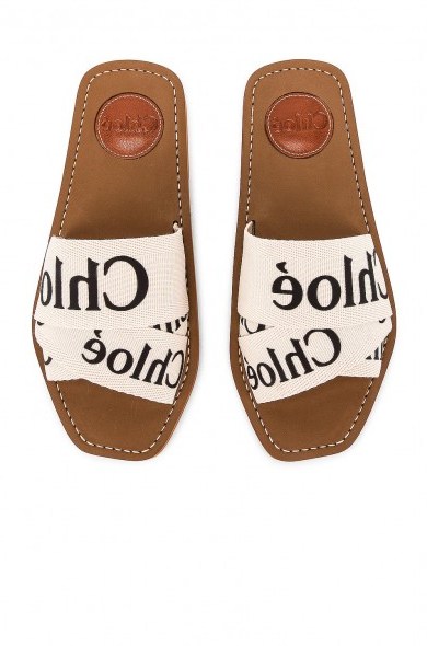 CHLOE Logo Sandals White / designer slides - flipped