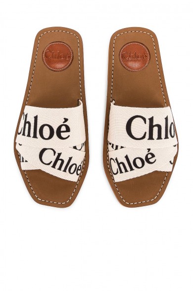 CHLOE Logo Sandals White / designer slides