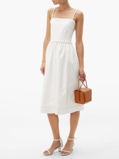 MARNI Coated white tweed midi dress ~ strappy summer dresses - flipped