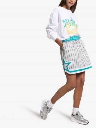 Converse X Faith Connexion Reversible Basketball Skirt in Grey and Blue | striped skirts - flipped