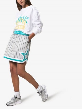 Converse X Faith Connexion Reversible Basketball Skirt in Grey and Blue | striped skirts