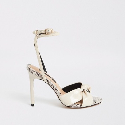 River Island Cream knot front heeled sandal | neutral summer sandals - flipped