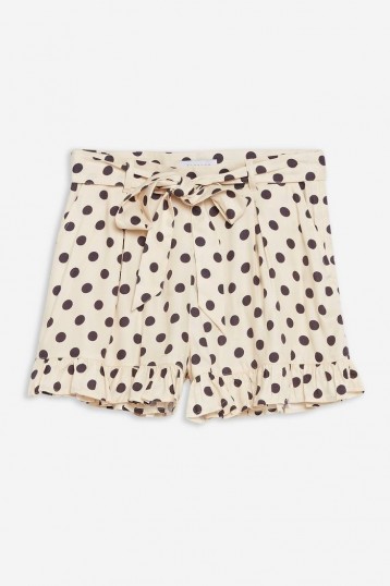 Topshop Cream Spotted Frill Hem Shorts | vintage look summer fashion