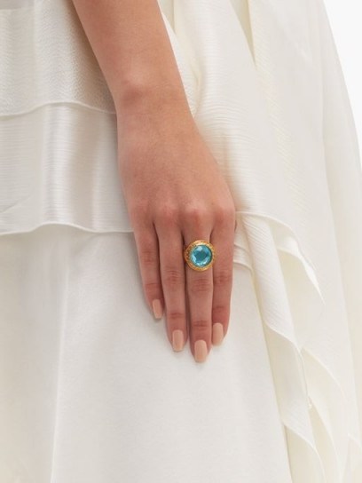 VERSACE Blue crystal dome ring - flipped