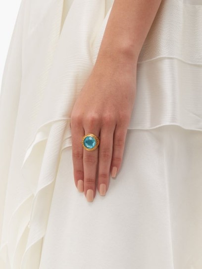 VERSACE Blue crystal dome ring
