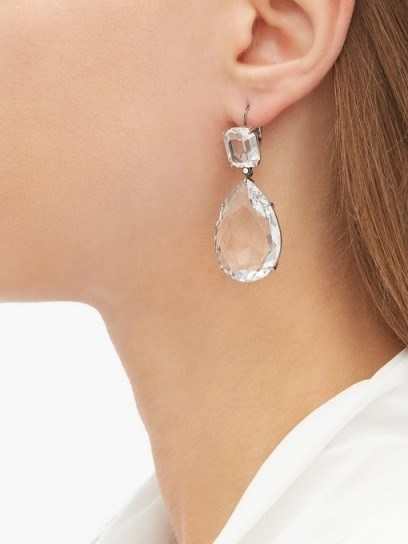 ALEXANDER MCQUEEN Clear crystal-embellished pear-drop earrings - flipped