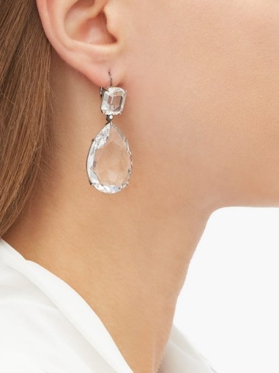 ALEXANDER MCQUEEN Clear crystal-embellished pear-drop earrings