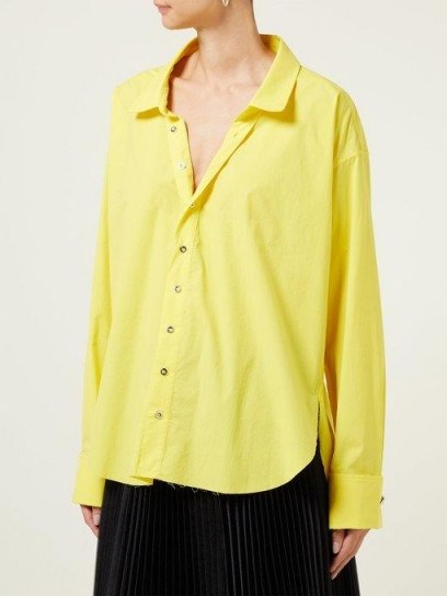 MARQUES’ALMEIDA Cuff-ring twisted-placket cotton-poplin shirt in yellow - flipped